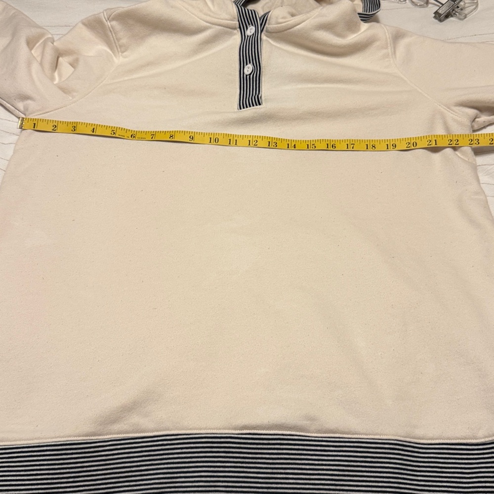 Lands' End Serious Sweats Sailor Style Cream Hoodie - Picture 4 of 7
